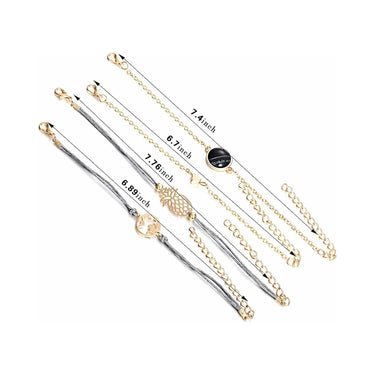 Pineapple Express 5 Piece Bracelet Set - Black Marble Italian Design
